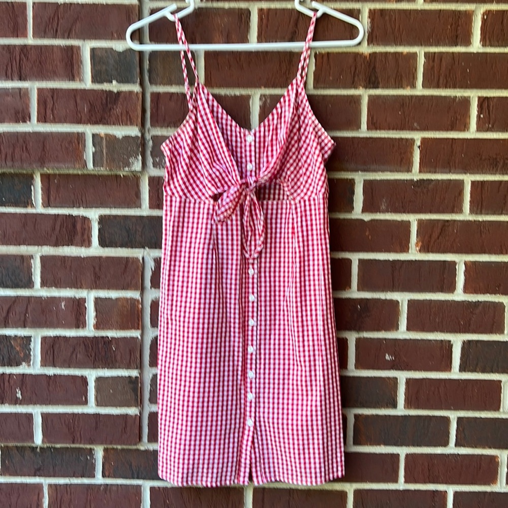 Soprano Gingham Adjustable Spaghetti Strap Button… - image 1